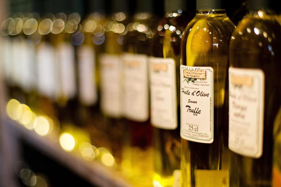 Free Image of Olive Oil Bottles  