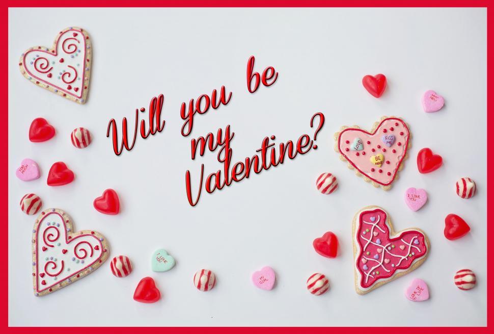 Free Image of Heart shaped cookies - Will You Be My Valentine ? 