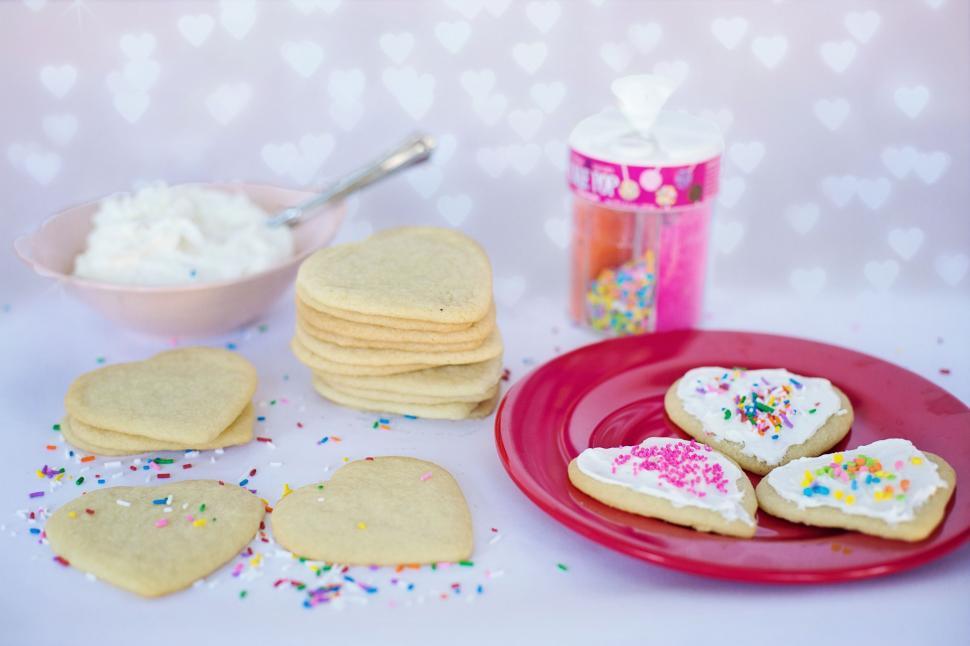 Free Image of Heart shaped biscuits - baking  
