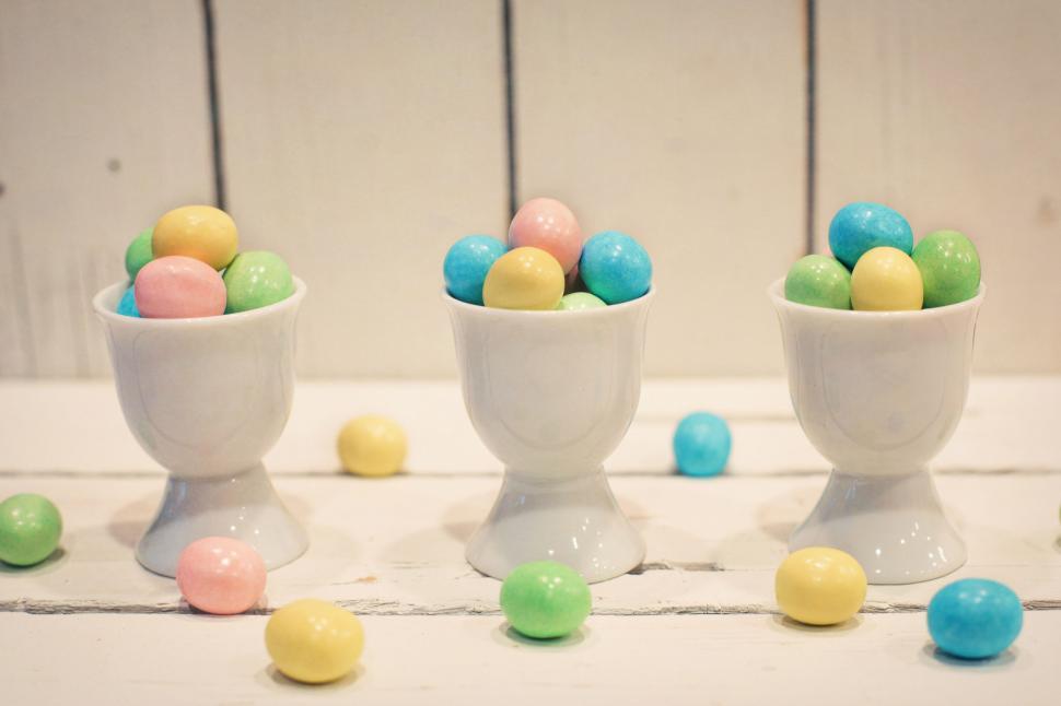 Free Image of Egg Cups and Easter Candies 