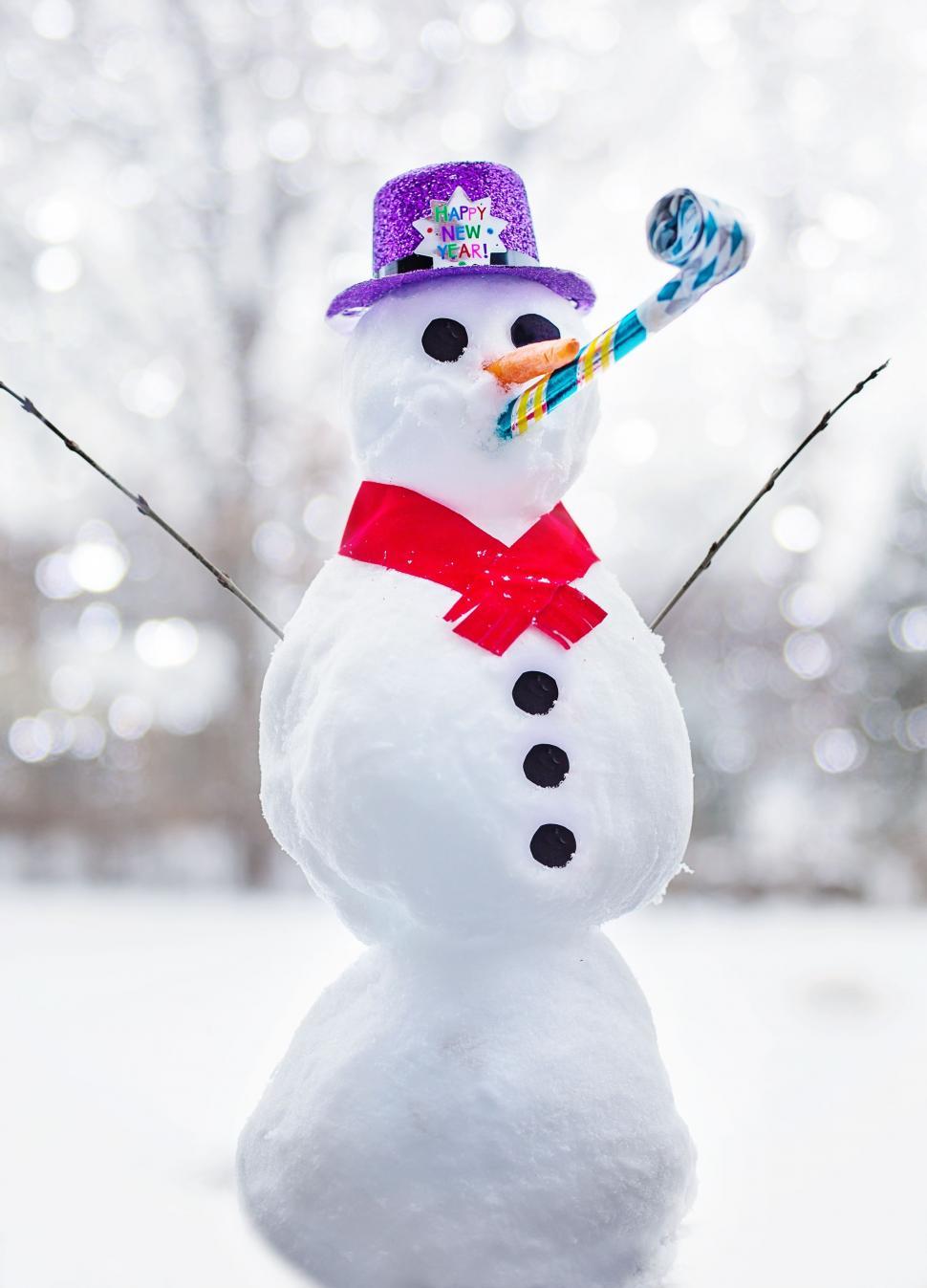 Free Image of Snowman - Happy New Year  