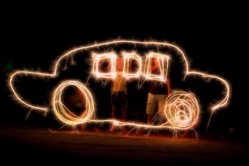 Free Image of Sparklers of car outline 