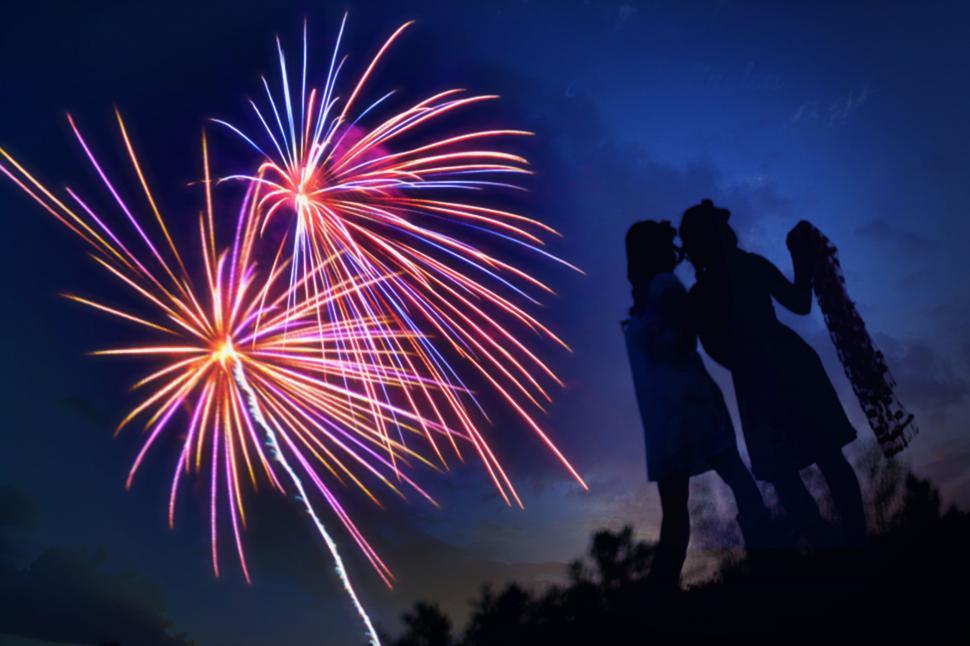 Free Image of Two Girls and Fireworks 