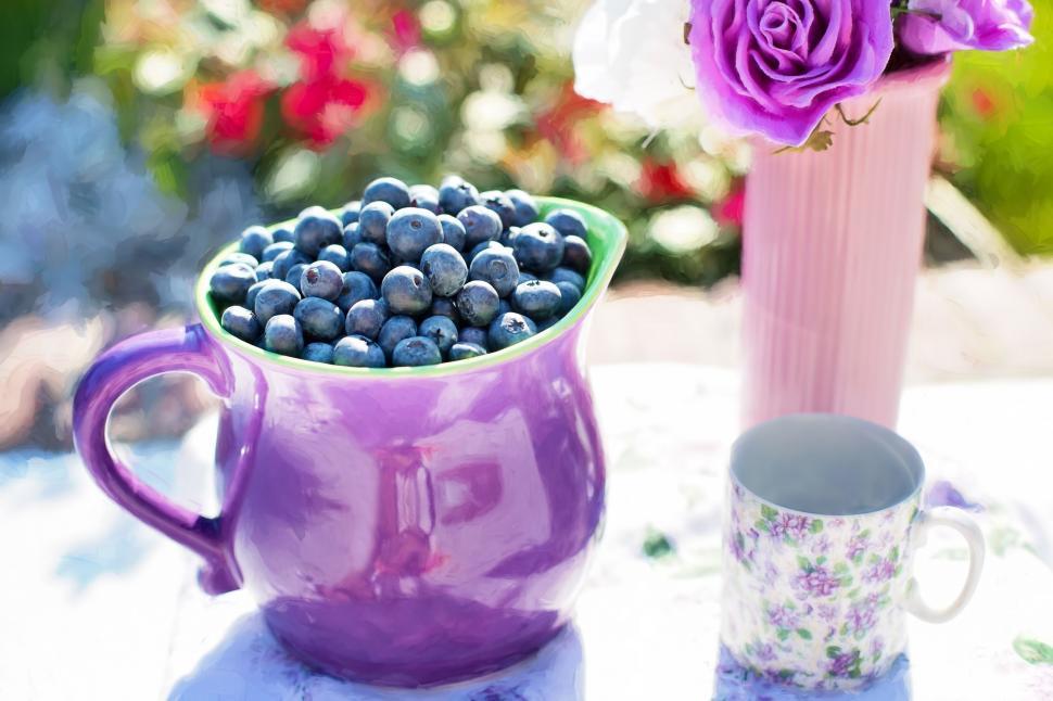 Free Image of Purple Flowers and Blueberries  