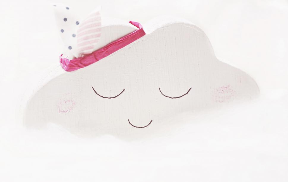 Free Image of White cloud cut out with pink hat ribbon 