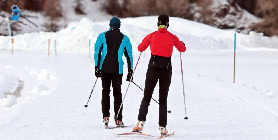 Free Image of Two skier at ski resort 