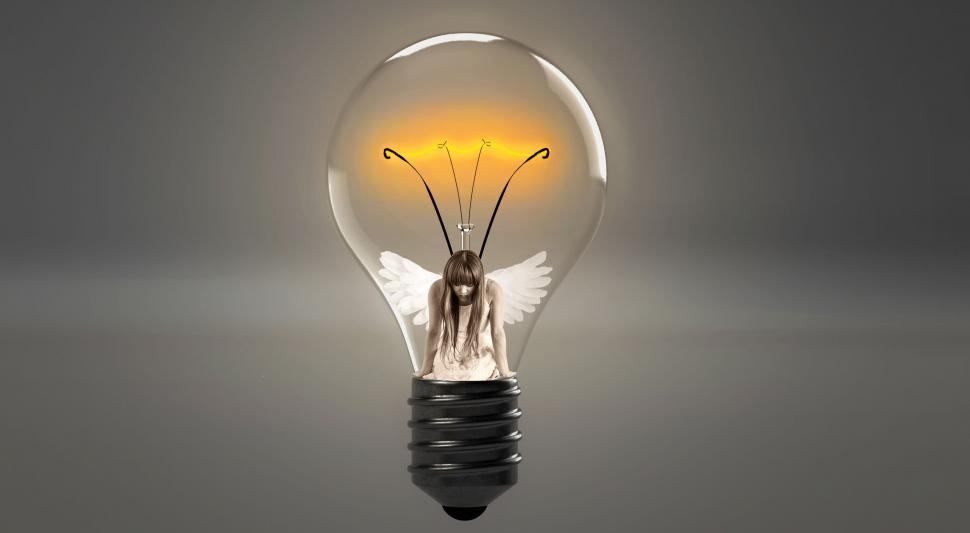 Free Image of Angel in bulb  