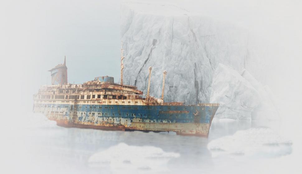 Free Image of Broken Ship and Iceberg with winter fog 