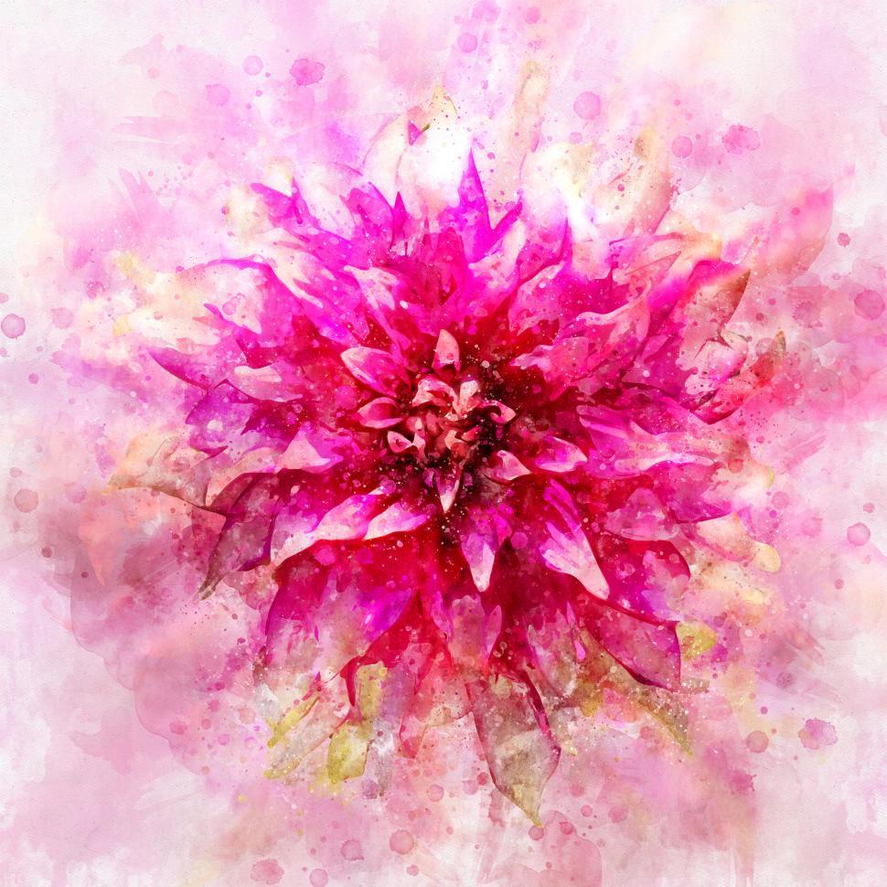 Free Image of Digital Art - Pink Flower Vibrant Pink Flower Painting 