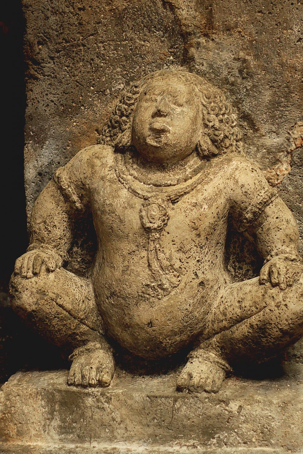 Free Image of Stone Carved Ancient Buddhist Sculpture Ancien Stone Sculpture from Ajanta Caves 