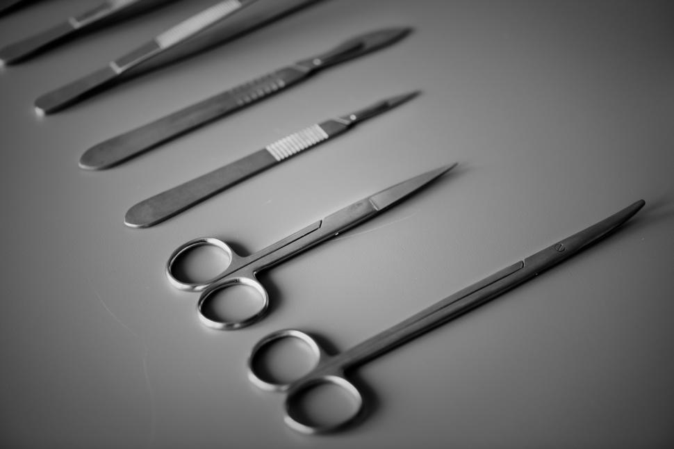Free Image of Close up of surgery instrument on the table 