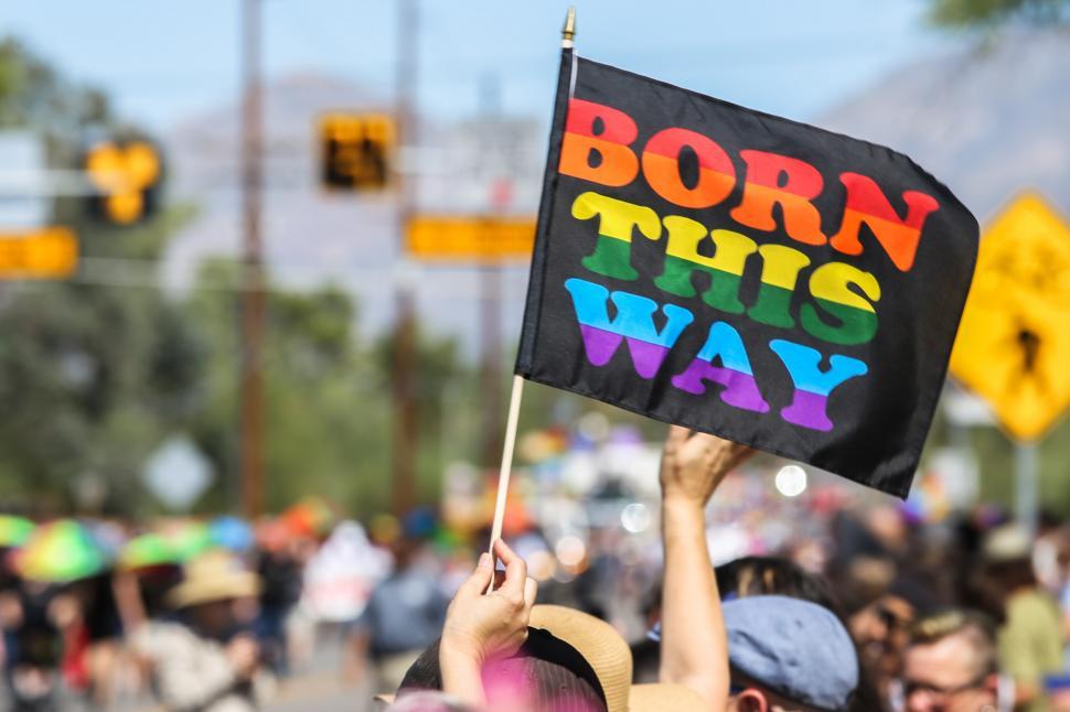 Free Image of Born This Way flag at Pride Parade 