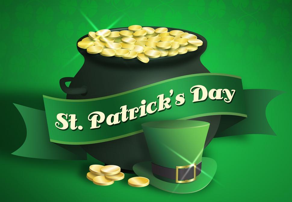 Free Image of Saint patricks day pot of gold and hat banner 