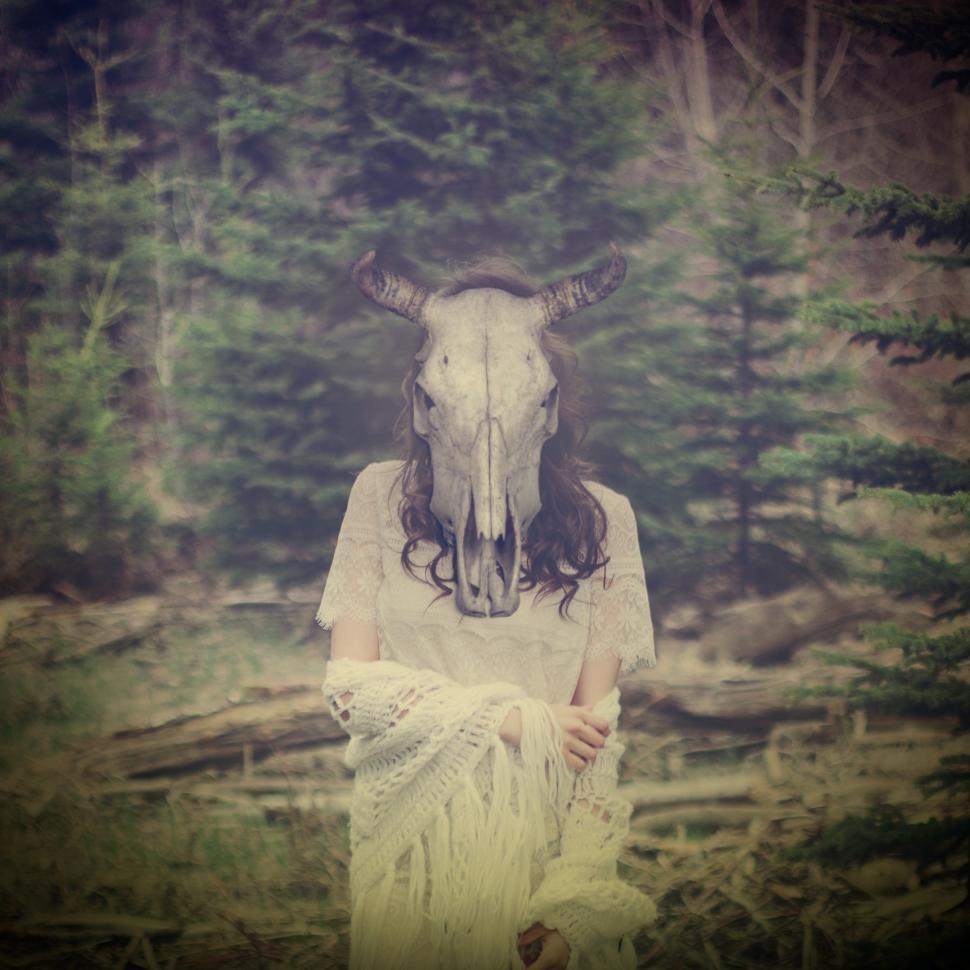 Free Image of Young Woman with Animal Skull - Rituals and Mysteries 