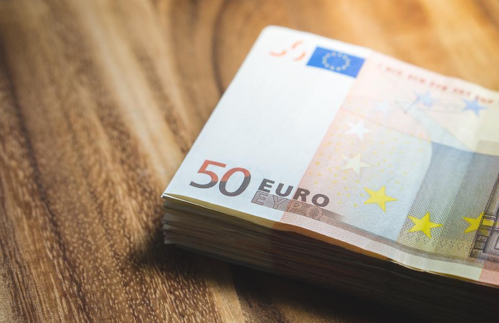 Free Image of Close up of a stack of 50 Euros currency notes 