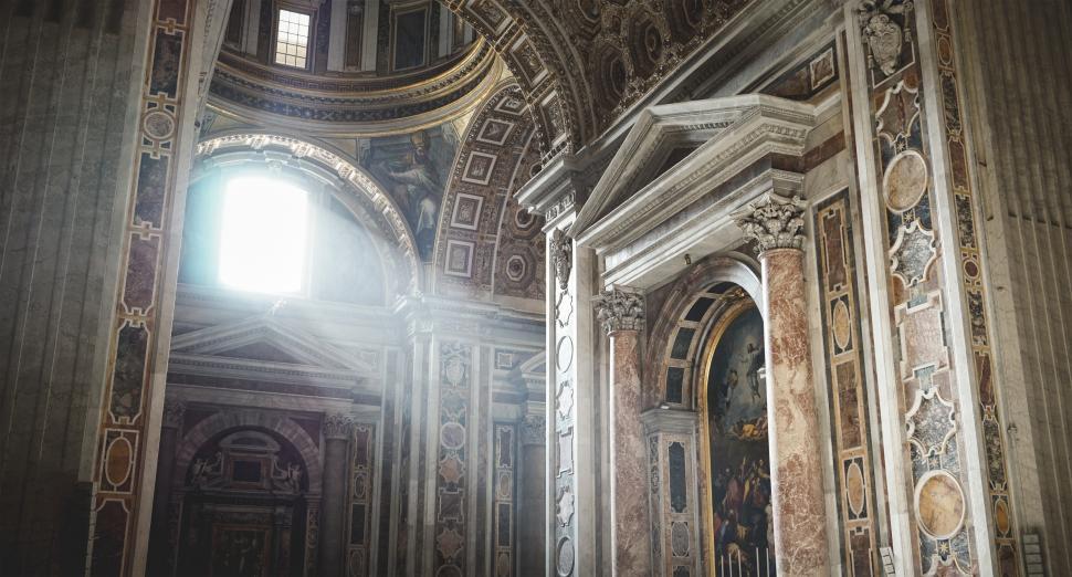Free Image of Sun rays entering St Peter s Basilica 