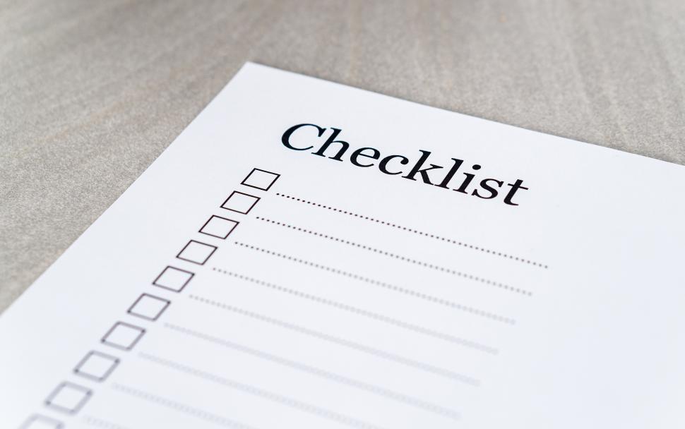 Free Image of Close up of a checklist - blank, unchecked 