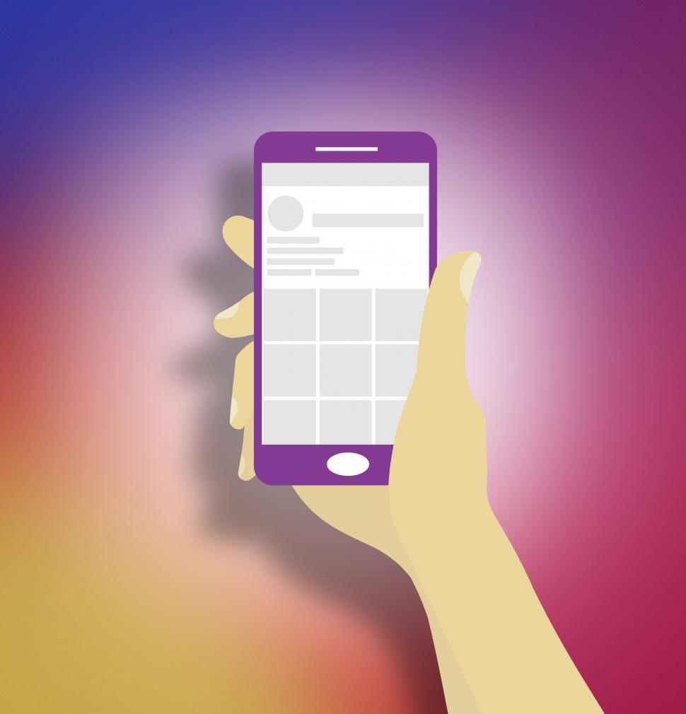 Free Image of Smartphone with wireframe in a hand illustration 