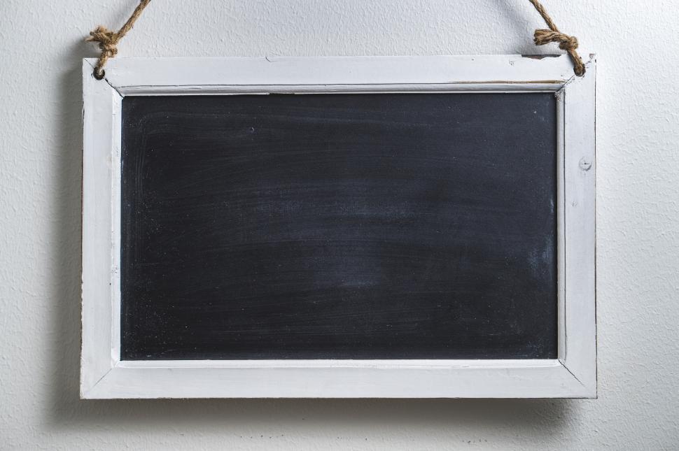 Free Image of Close up of a blank wooden-framed black chalkboard 