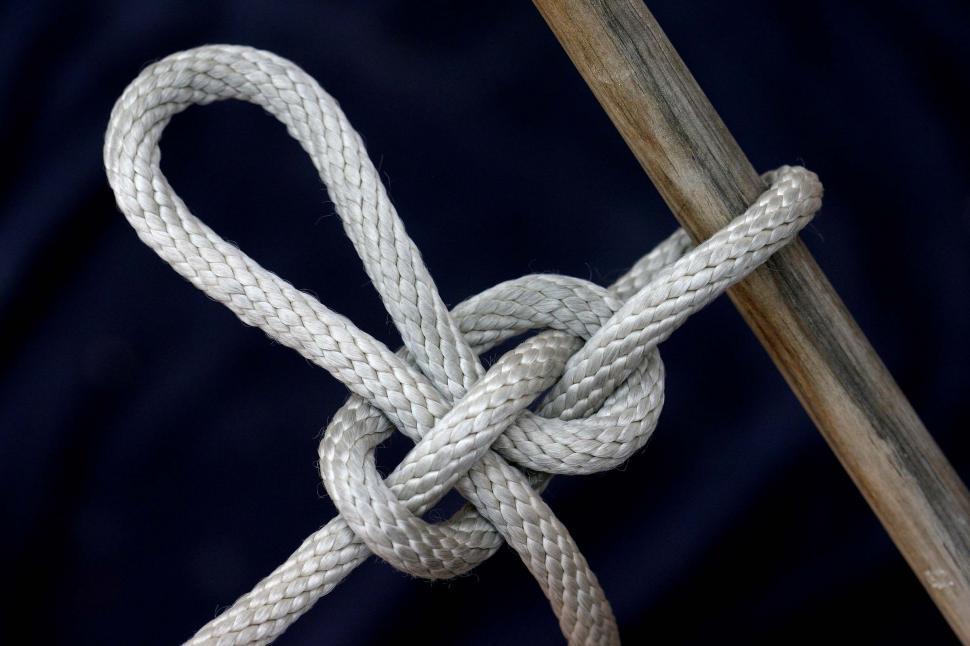 Free Image of Mooring Hitch Knots on Wooden Rod 