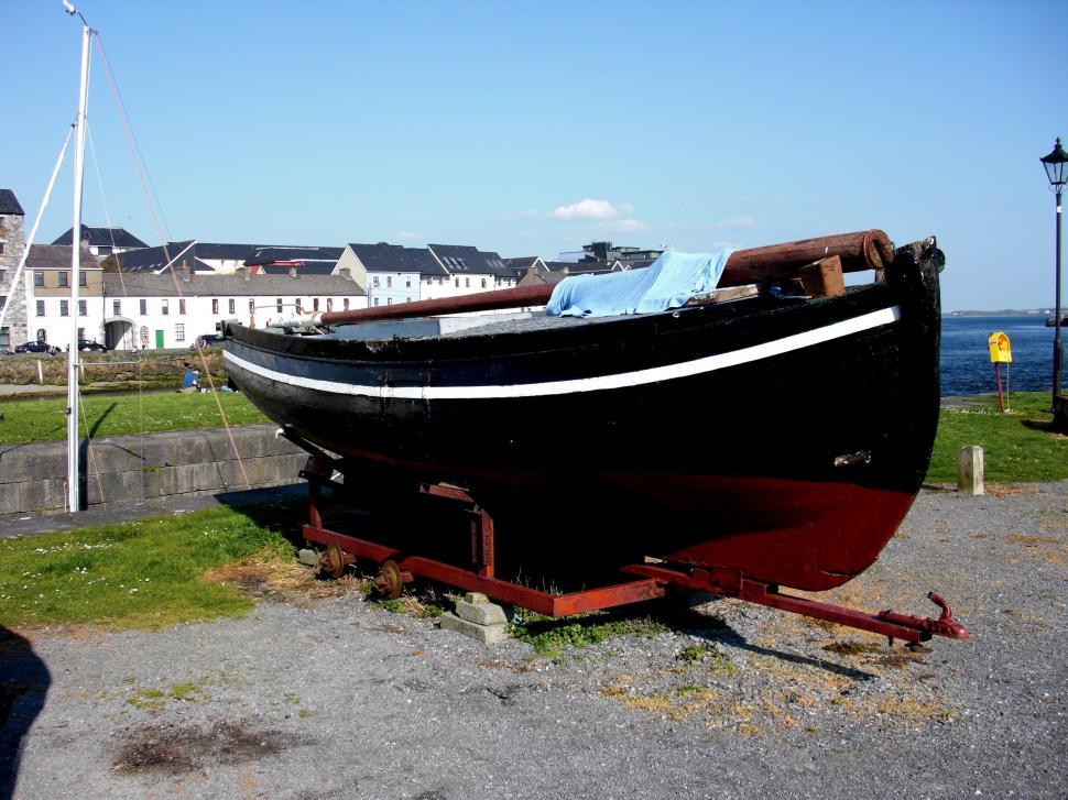 Free Image of Black and White Boat on Trailer 