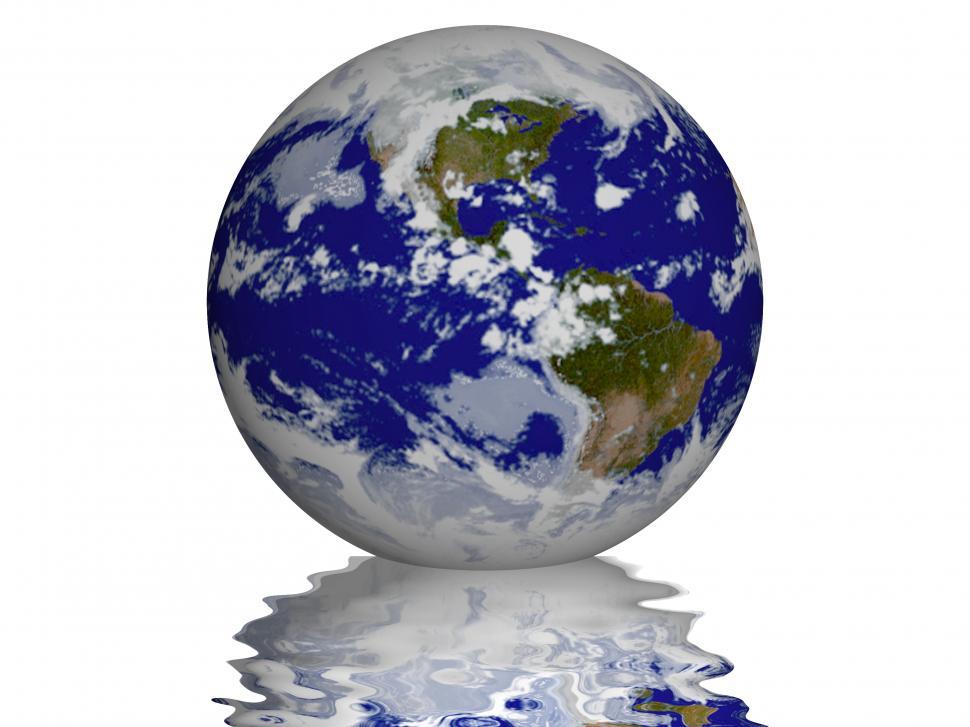 Free Image of Planet Earth with small wavy reflection under it 
