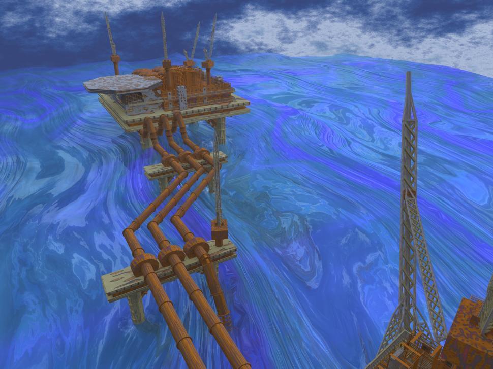 Free Image of Oilrig In The Middle Of The Ocean 