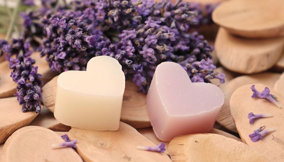 Free Image of Heart Shaped Soap and Lavender 