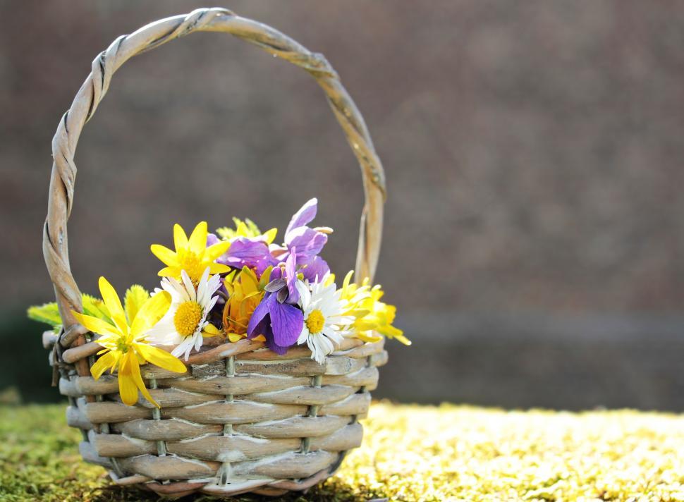 Free Image of Easter basket full of flowers 