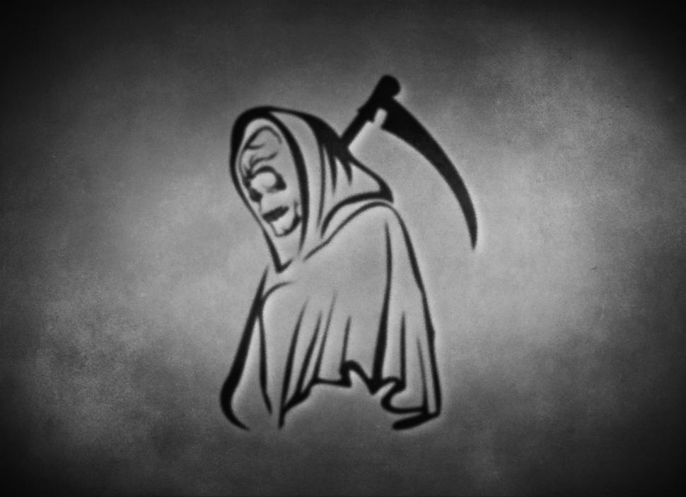 Free Image of Grim Reaper - On Grey Texture  