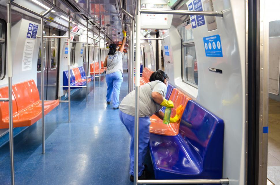 Download Free Stock Photo of Cleaning public transportation 