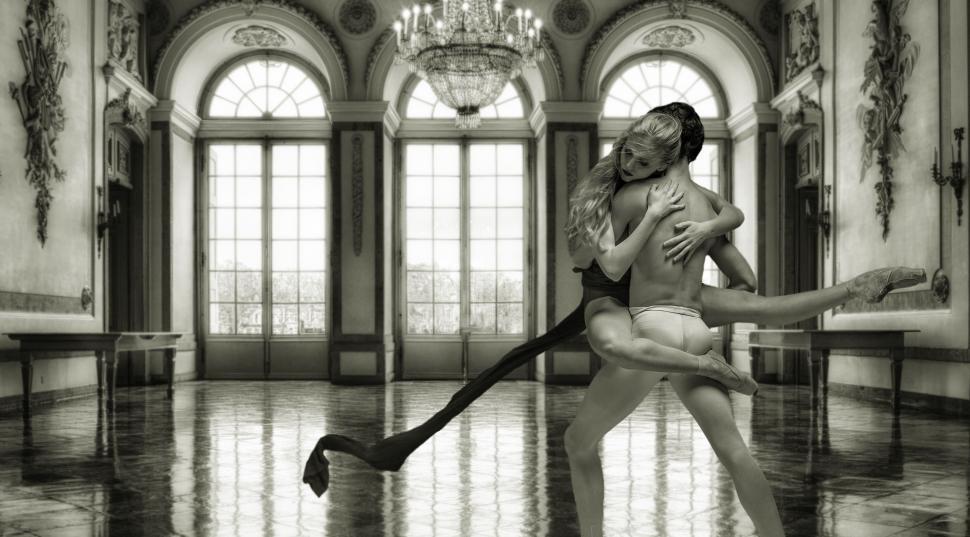 Free Image of Dancers in elegant ballroom 
