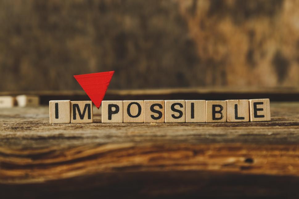 Download Free Stock Photo of Toy bricks spell IMPOSSIBLE 