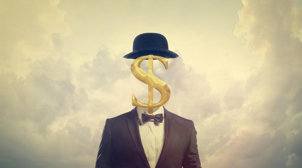Free Image of Greed Concept - Businessman with Dollar Sign for a Head 