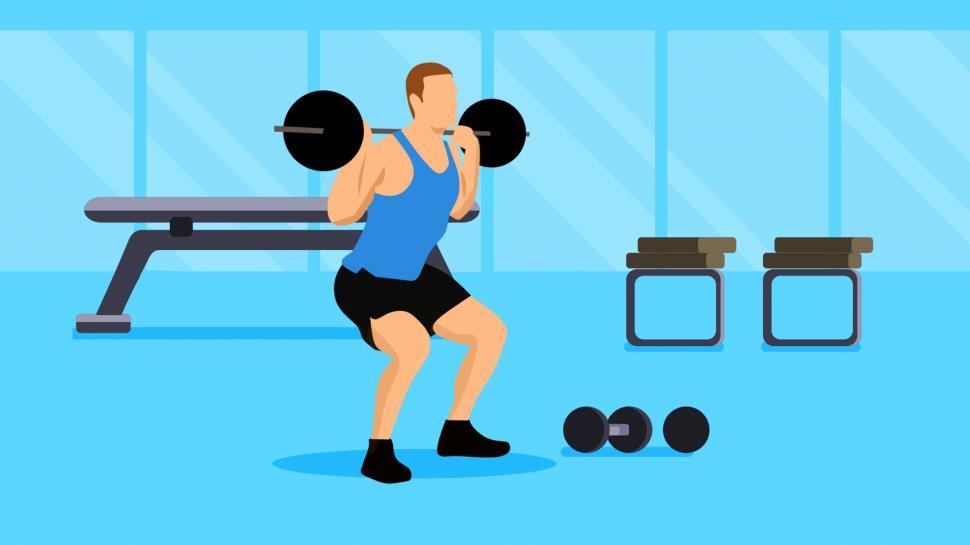 Free Image of Man Doing Squat With Barbell 