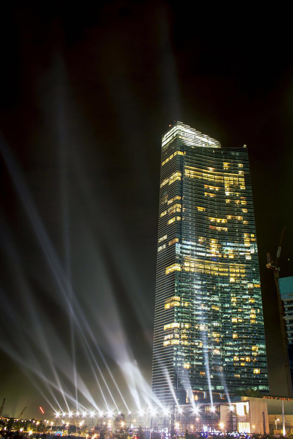 Free Image of Office tower at night night office building 