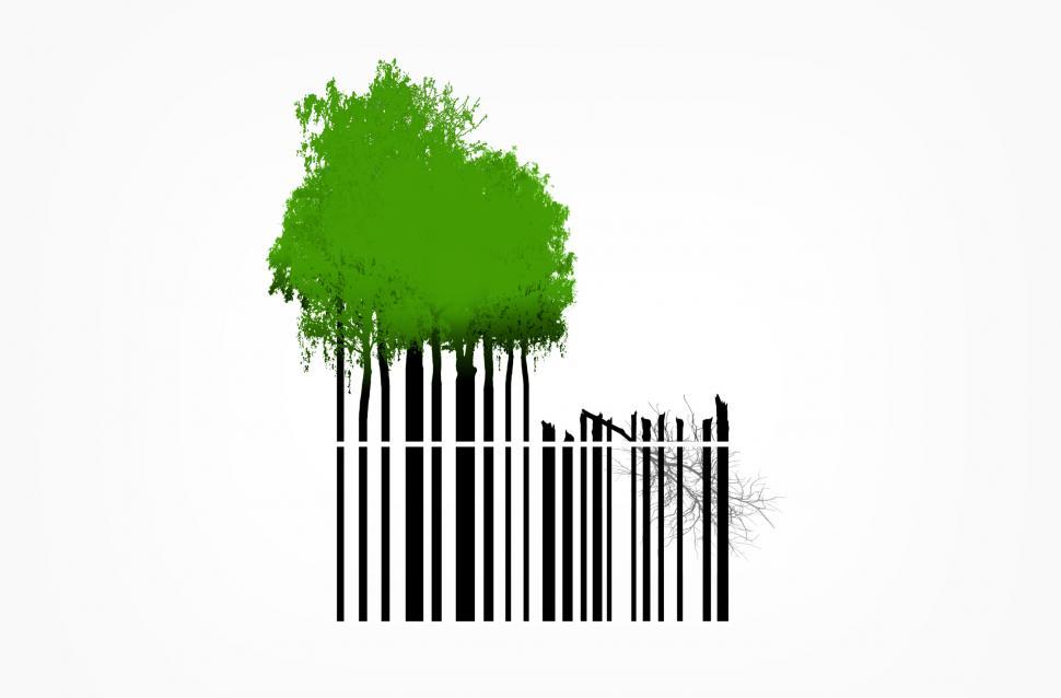 Free Image of Destruction of Natural Resources - Trees and Bar Code - Deforest 