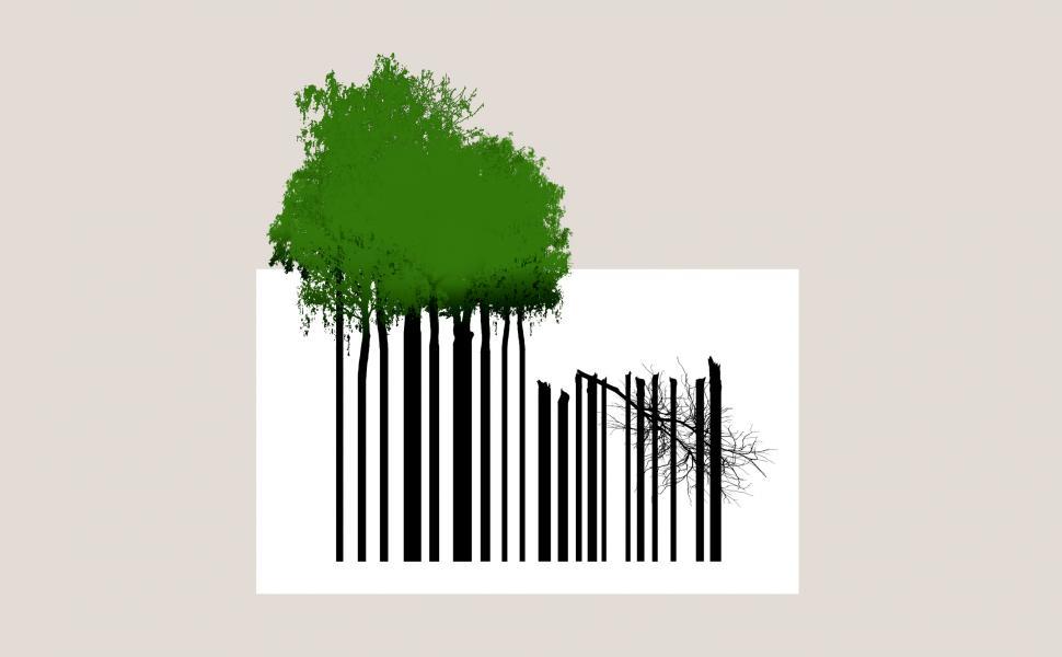 Free Image of Overconsumption of Natural Resources - Trees and Bar Code - Defo 