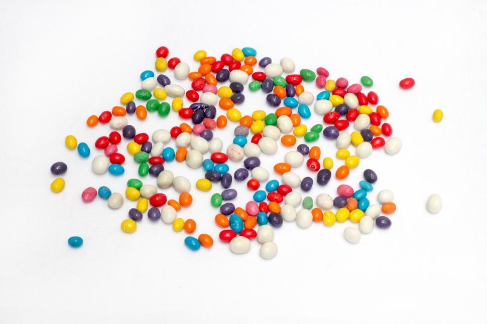 Free Image of colorful candy beans scattered 