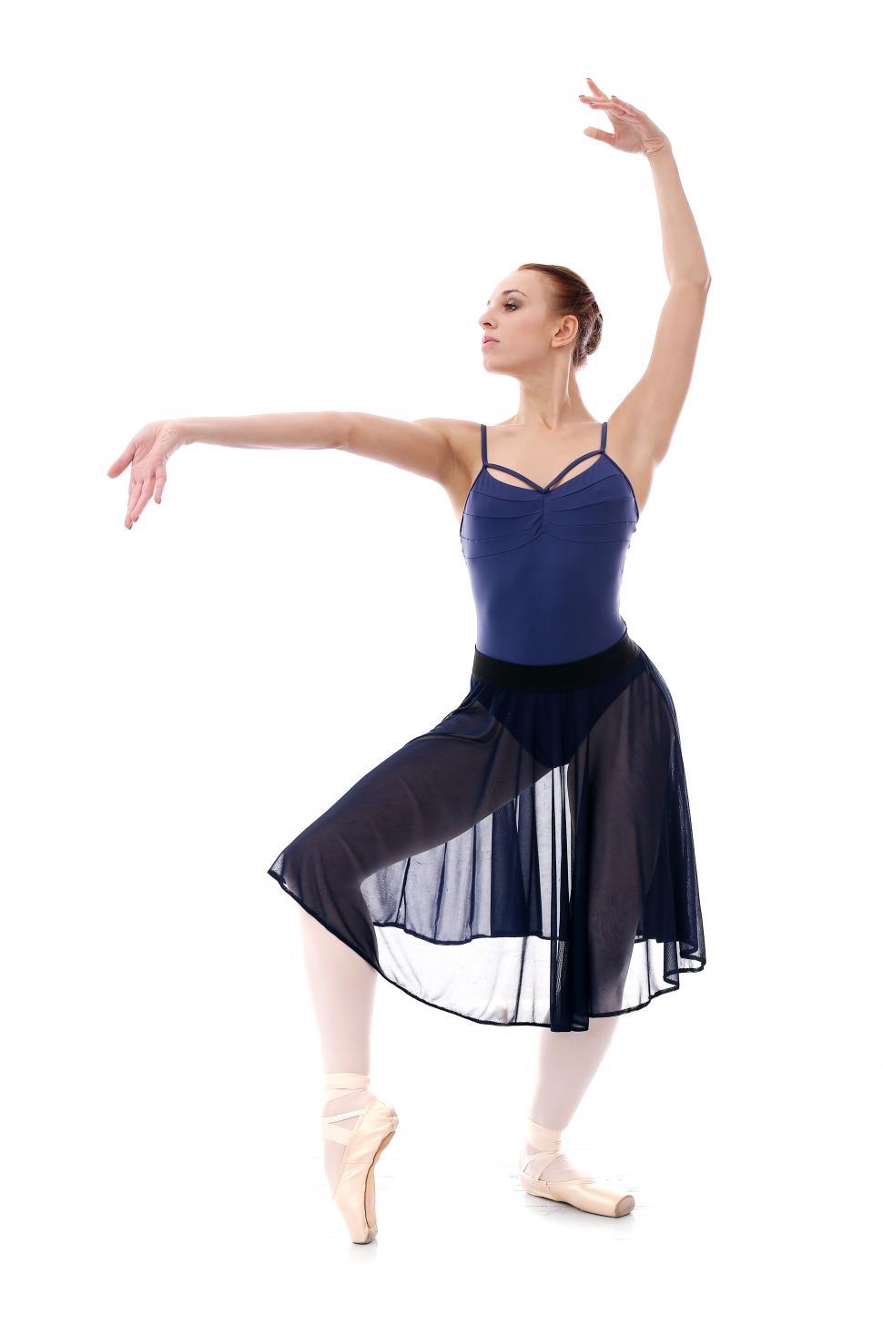 Free Image of Elegant ballerina dancing against white background 