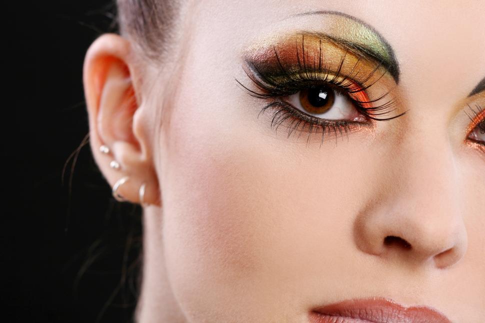 Free Image of Close up of colorful stylized makeup 
