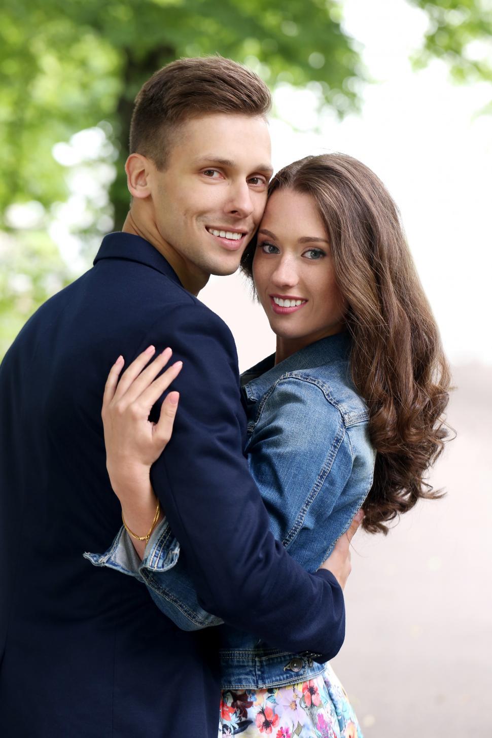 Free Image of Happy couple looking at camera 