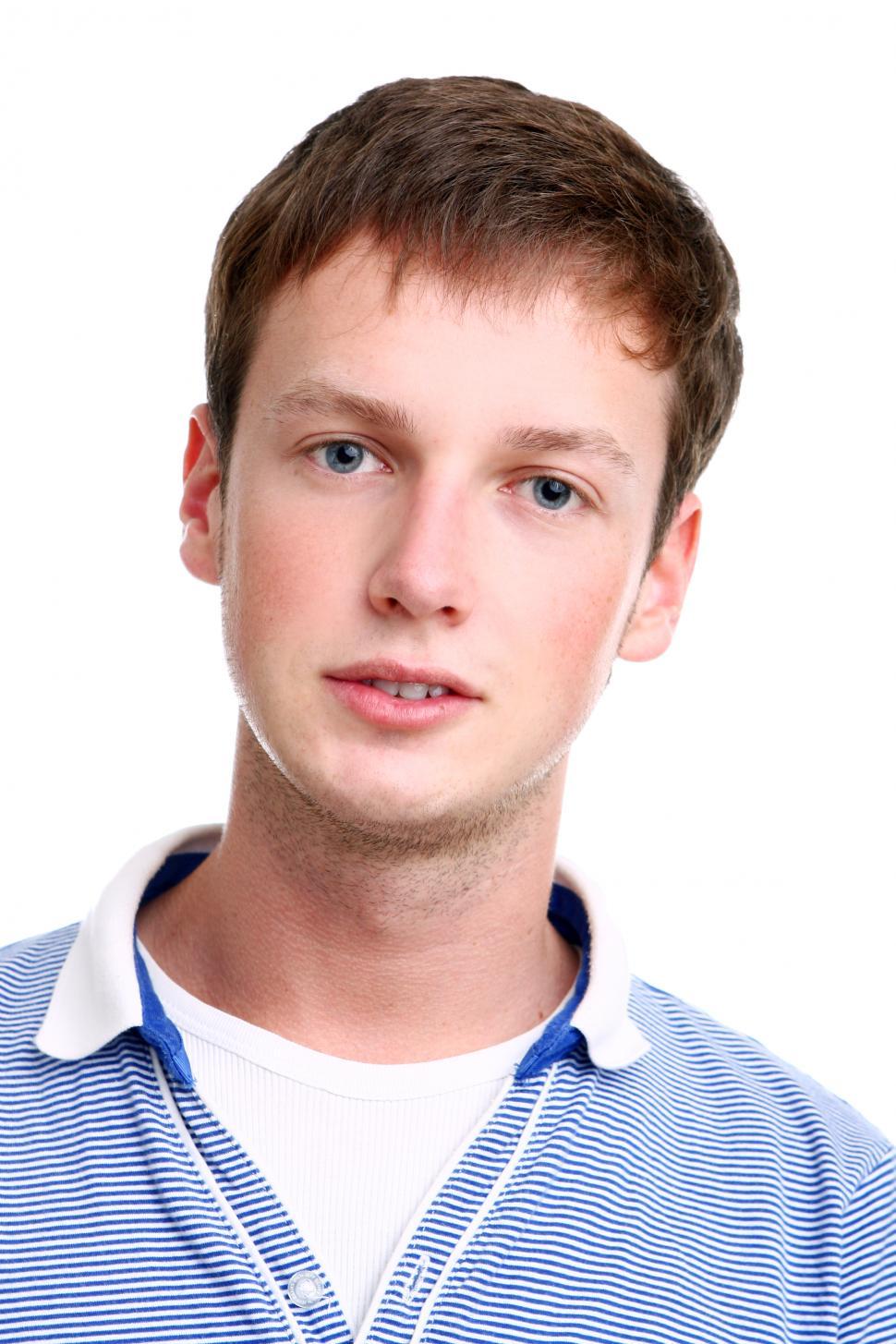 Free Image of young and attractive boy on white - headshot 