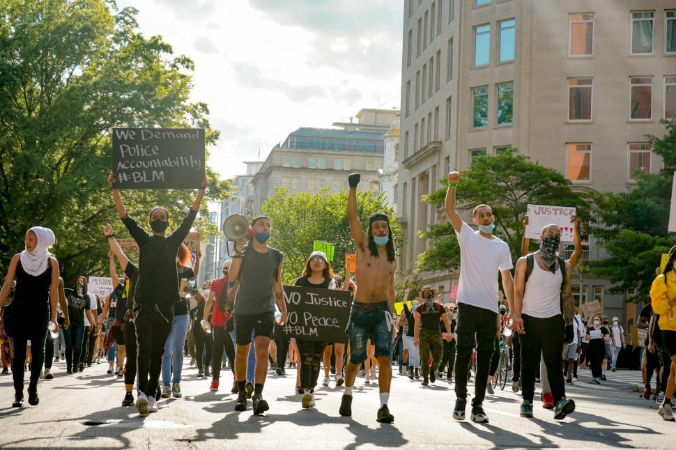 Free Image of LIne of street protesters, Black Lives Matter rally 