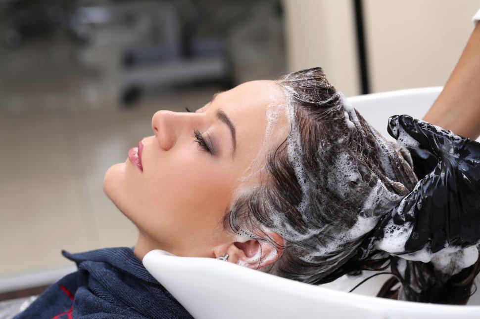 Download Free Stock Photo of Beauty treatment, hairs washing at salon 