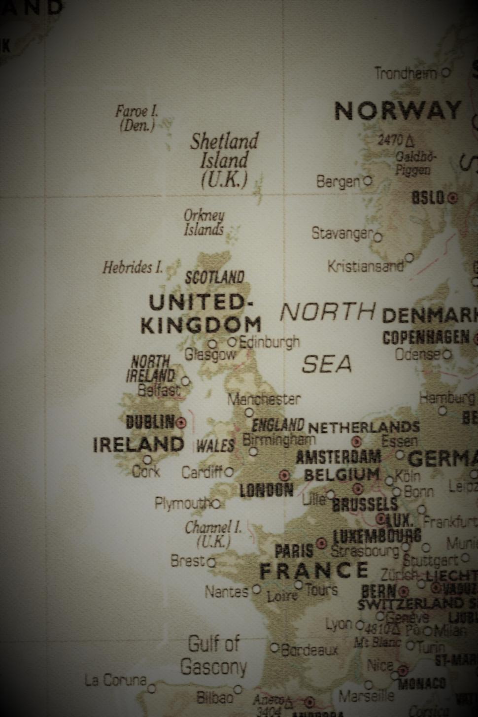 Download Free Stock Photo of Old map of the UK  