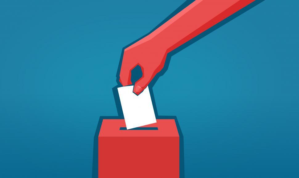 Free Image of Vote - Voting - Hand Holding Ballot with Ballot Box 