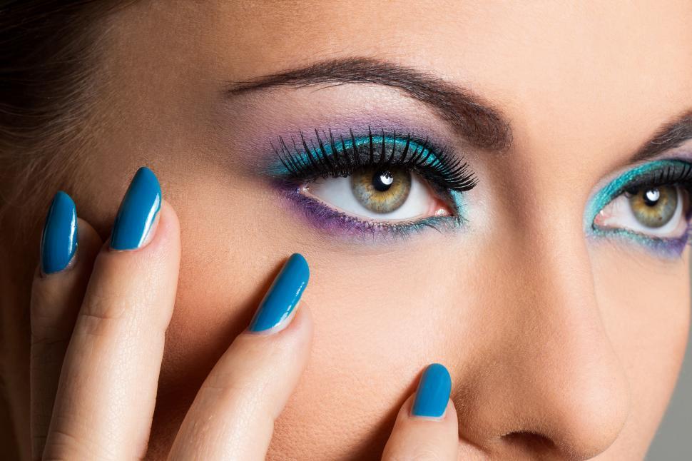 Free Image of Girl with colorful makeup, eyes close up 