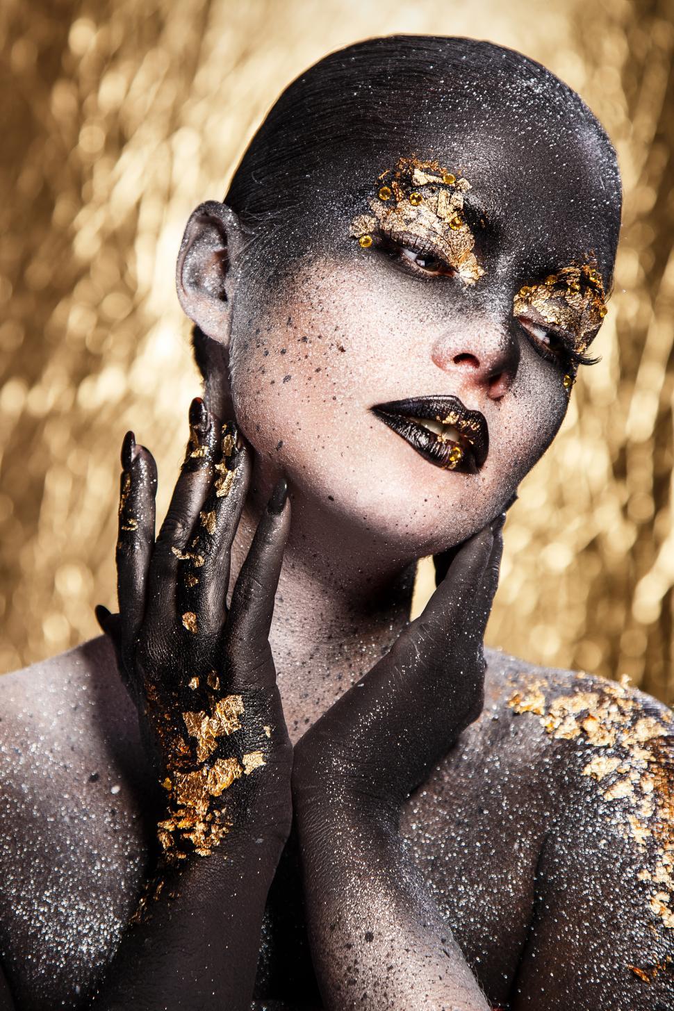 Download Free Stock Photo of Dramatic contrasting artistic makeup 
