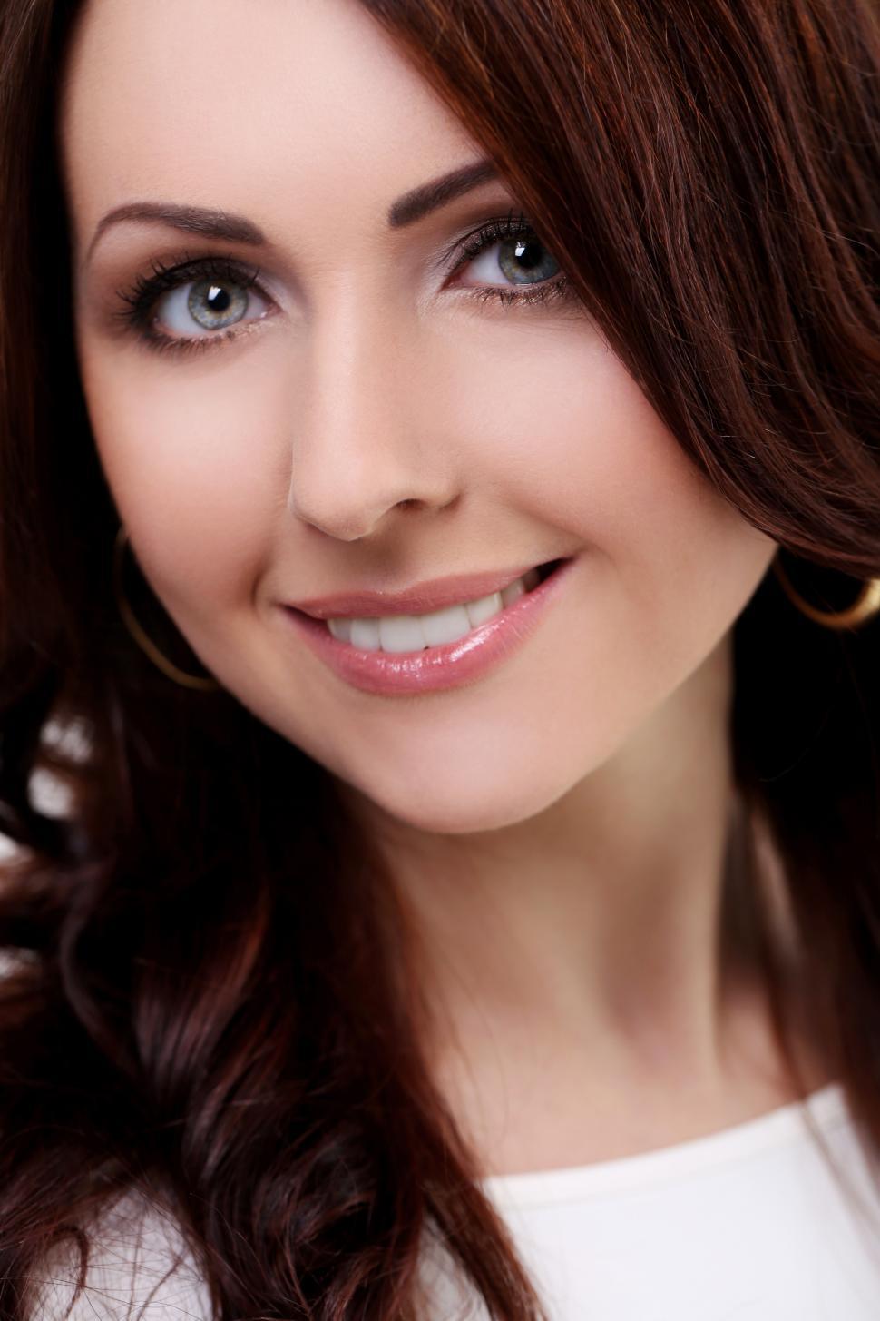 Free Image of Close up of young woman with dark hair 